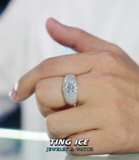 Nhẫn nam thiết kế chủ mạnh mẽ 6ly Bạc S925 Full Moissanite
