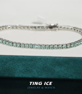 Lắc tay Tennis Mint Color Bạc S925 Full Moissanite