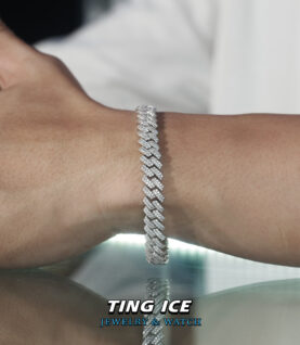 Lắc Cuban 8mm thiết kế đầy đặn Bạc S925 Full Cz 5A