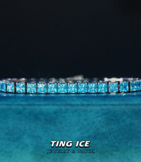 Lắc tay Tennis Baguette Vuông Full Ice Blue Light tươi mát