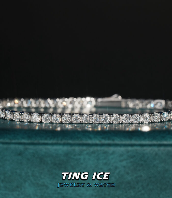 Lắc tay Tennis 3 ly Bạc S925 Full Moissanite