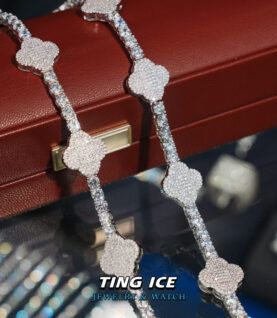 Dây chuyềm Tennis Charm Clover Bạc S925 Full Cz 5A