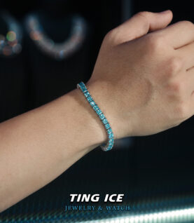 Lắc tay Tennis Baguette Vuông Full Ice Blue Light tươi mát